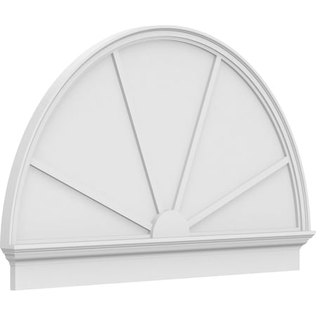 Ekena Millwork Half Round 4 Spoke Architectural Grade PVC Combination Pediment, 58"W x 35-3/4"H x 2-3/4"P PEDPC058X360HRO04